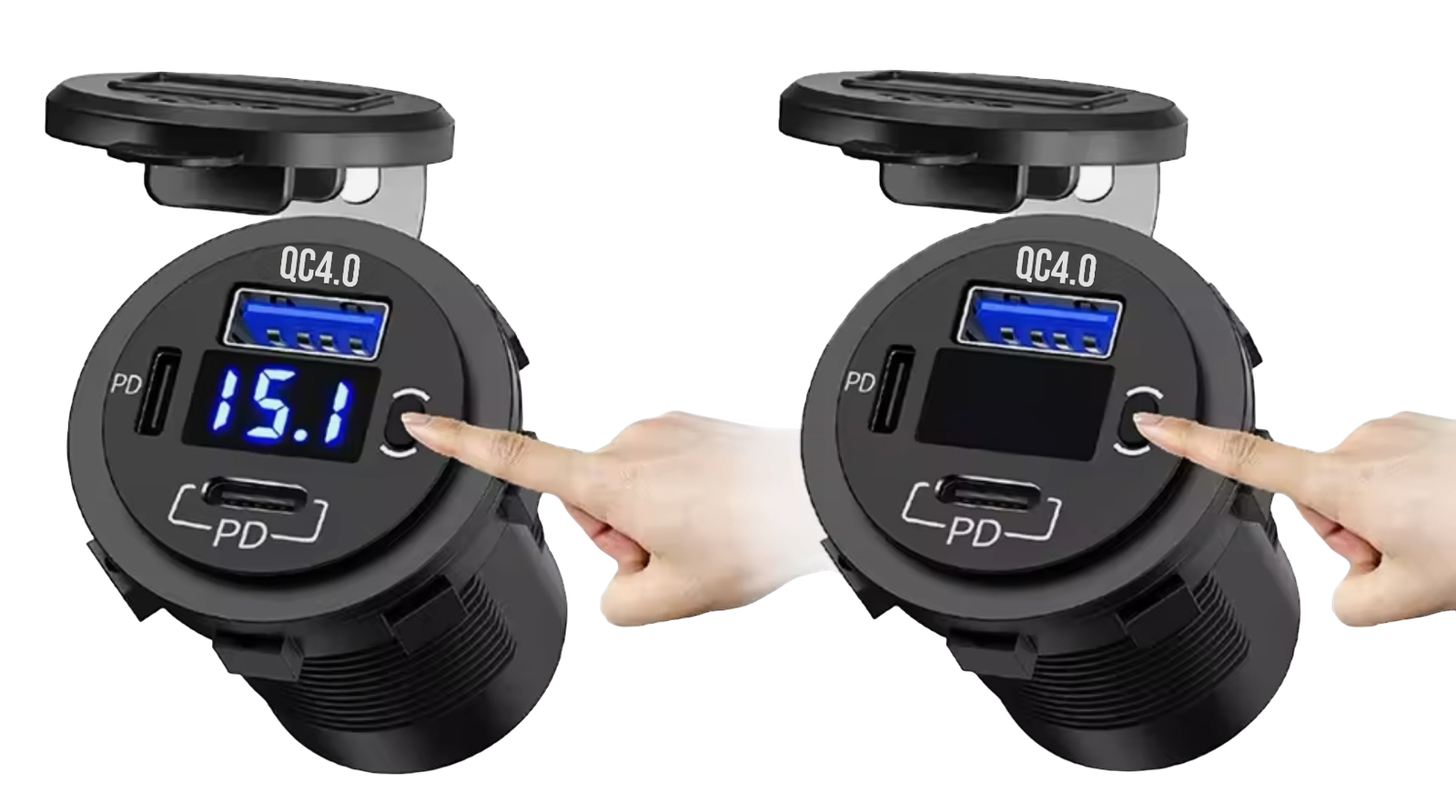 Dual USB Charger with Meter – Round Charger