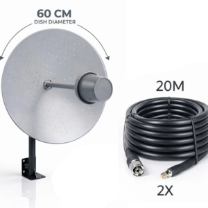 Advanced MIMO 2×30 dBi Antenna – High-Precision 4G & 5G Performance- 60CM ALuminum Dish